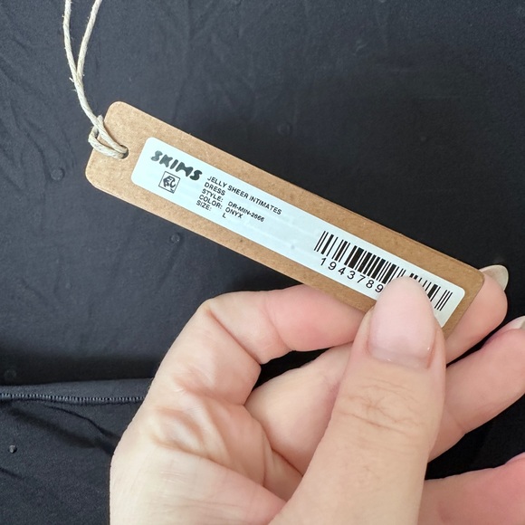 NWT SKIMS Jelly Sheer Rhinestone Mini Dress Onyx Size L - Picture 4 of 5